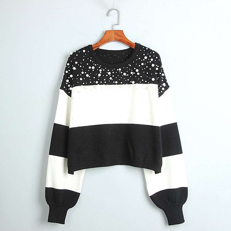 women's sweaters cropped oversized sweater women autumn winter loose pullover round neck beaded jumpers lazy oaf sueter mujer ib58, White;black
women's sweaters cropped oversized sweater women autumn winter loose pullover round neck beaded jumpers lazy oaf sueter mujer ib58, White;black