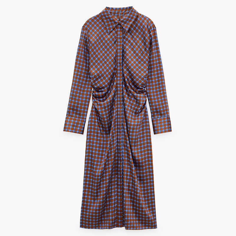 Za Print Shirt Dress Women Lapel Collar Long Sleeve Ruched Long Dresses Woman Front Button Vintage Office Midi Dress 210602, As picture
Za Print Shirt Dress Women Lapel Collar Long Sleeve Ruched Long Dresses Woman Front Button Vintage Office Midi Dress 210602, As picture