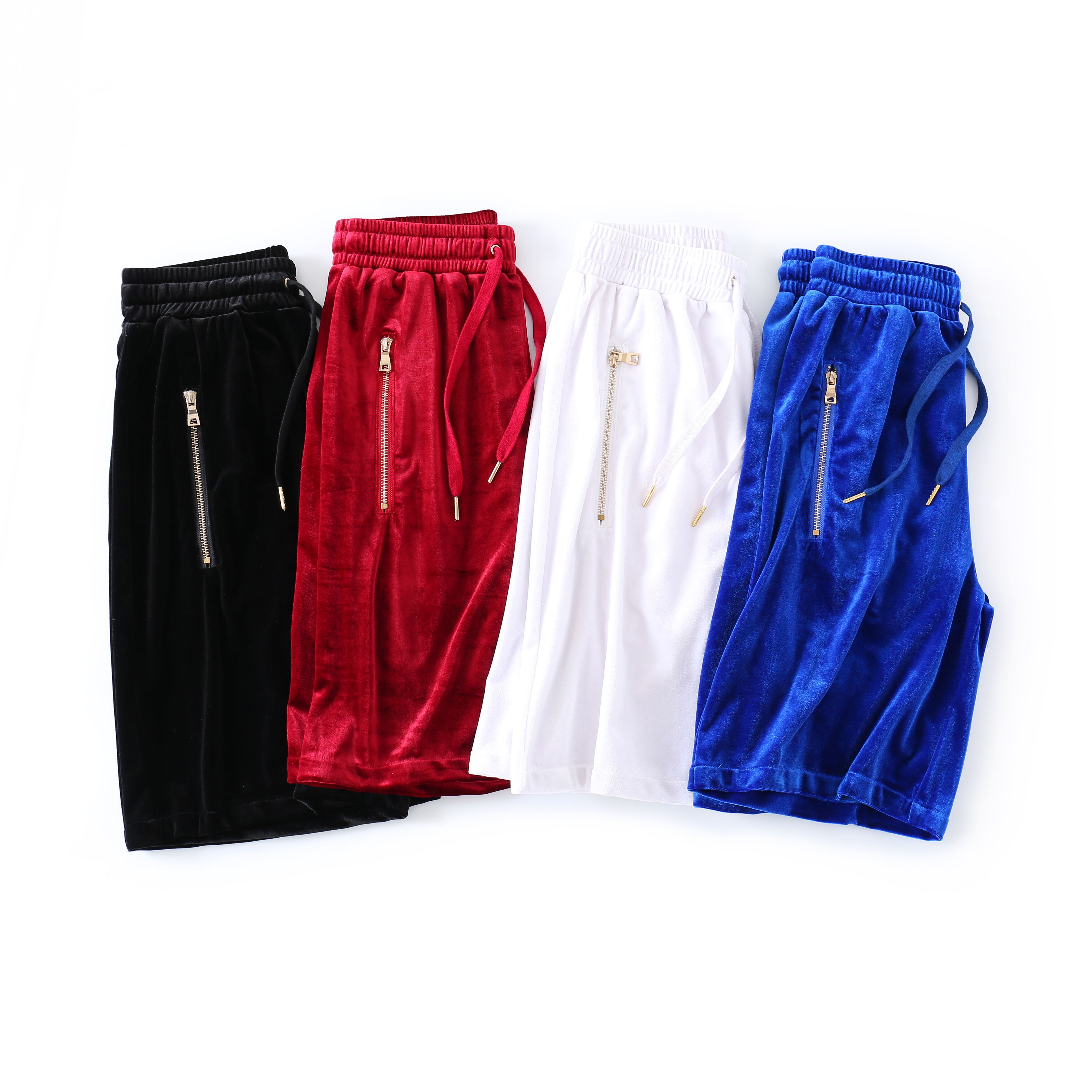 Velvet Shorts Men Men de fermeture à glissière Loose Shorts décontractés cordons de gamme surdimensionnés Pantalon Longueur Streetwear Plus taill