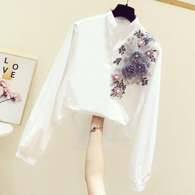 women shirts spring korean fashion embroidery embroidered decoration v neck long sleeved shirt female white ut159
women shirts spring korean fashion embroidery embroidered decoration v neck long sleeved shirt female white ut159