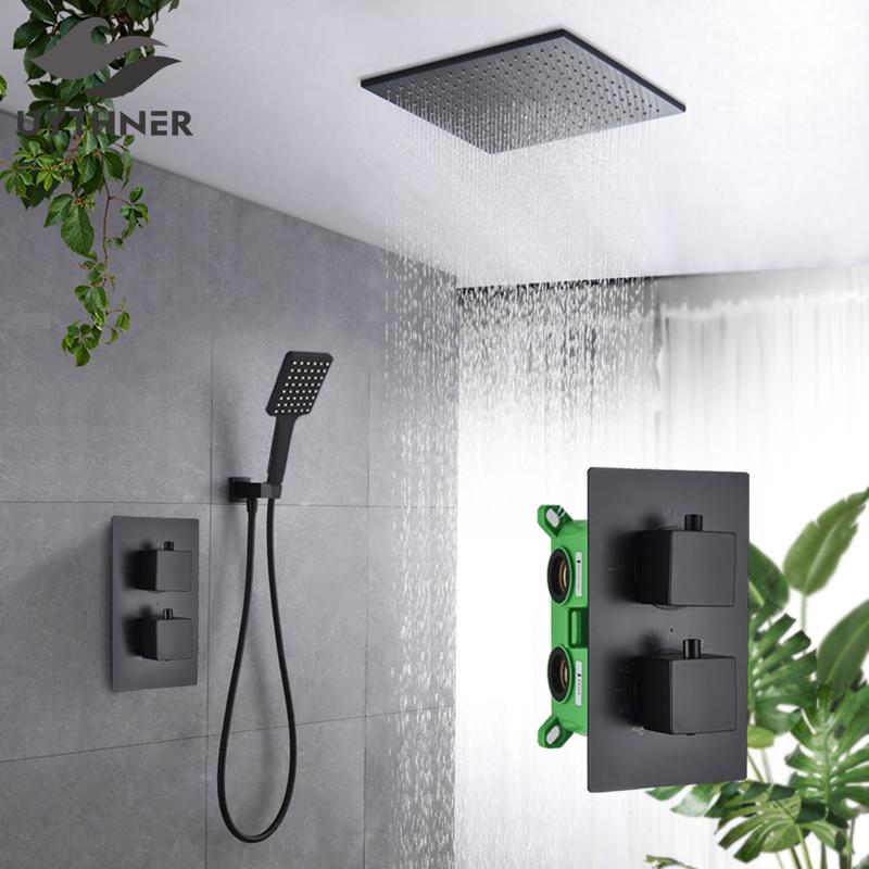 Bathroom Shower Sets Matte Black Thermostatic Faucet Rainfall Head Ceiling Mounted Bathtub Mixer Tap Set Wall
Bathroom Shower Sets Matte Black Thermostatic Faucet Rainfall Head Ceiling Mounted Bathtub Mixer Tap Set Wall