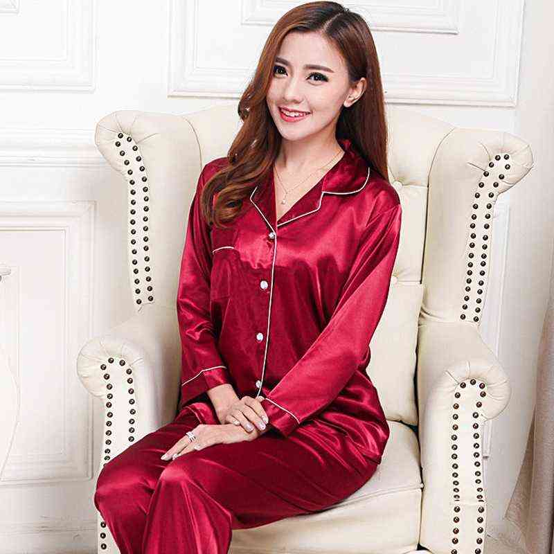 Pajamas for Women Silk Pajamas Solid Sleepwear Satin Silk Pyjamas Plus Size Lingere Loungewear Sleep Tops Sexy Pijama Pajamas 211109