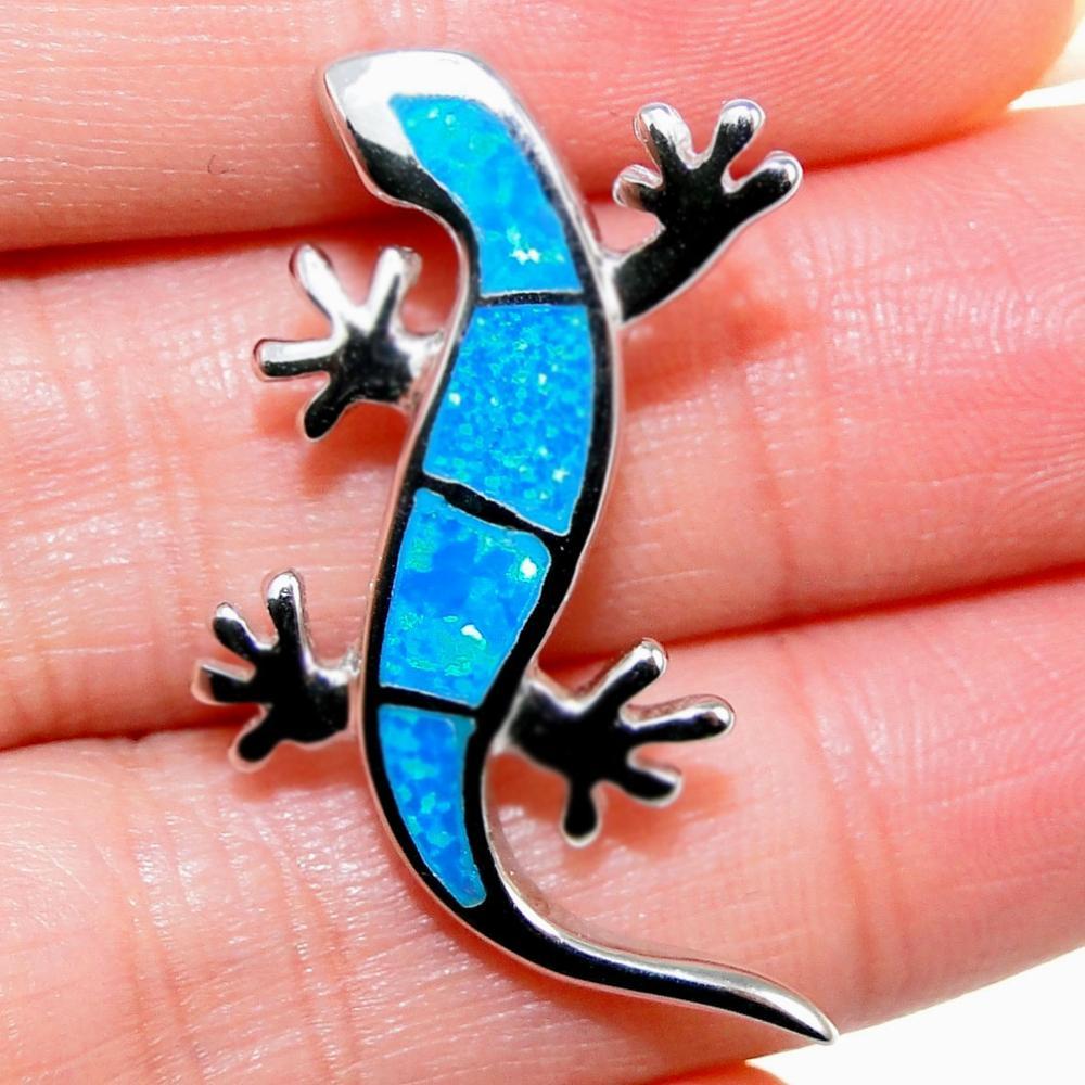 High Quality Women Pendant 100% 925 Silver Fine Jewelry Cute Gecko Blue Fire Opal Pendant Necklace For Gift 210524
High Quality Women Pendant 100% 925 Silver Fine Jewelry Cute Gecko Blue Fire Opal Pendant Necklace For Gift 210524