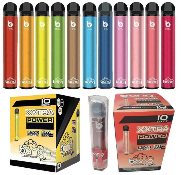 Bang XXL Disposable Vape Pen Electronic Cigarettes Device 800mAh Battery 6ml Pods Empty Original Vapors 2000 Puffs Kit wholesale
Bang XXL Disposable Vape Pen Electronic Cigarettes Device 800mAh Battery 6ml Pods Empty Original Vapors 2000 Puffs Kit wholesale