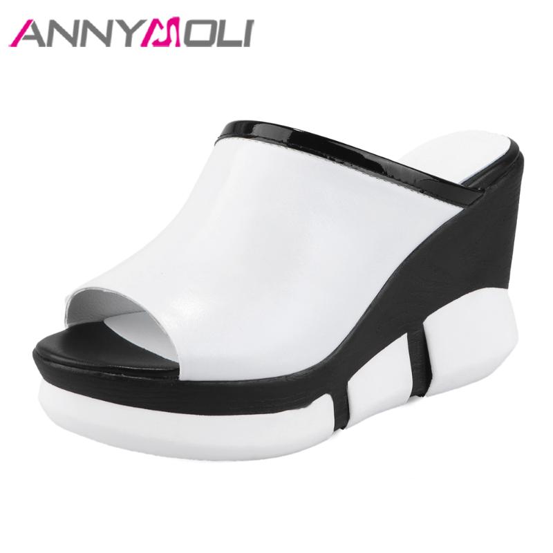 Slippers ANNYMOLI Women Shoes Summer Natural Genuine Leather Platform Wedges High Heel Cow Peep Toe Slides Sandals, Black
Slippers ANNYMOLI Women Shoes Summer Natural Genuine Leather Platform Wedges High Heel Cow Peep Toe Slides Sandals, Black