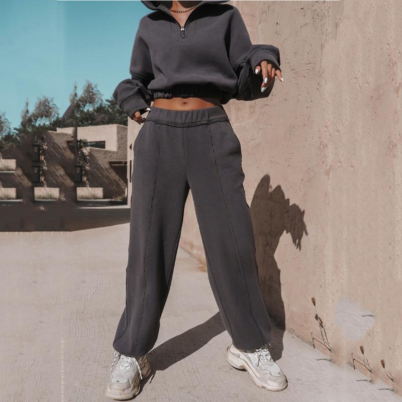 Women's Two Piece Pants Ins Solid Fashion Two-piece Set Women Casual Zipper Collar Sweatshirt + High Waist Long Twinset, White
Women's Two Piece Pants Ins Solid Fashion Two-piece Set Women Casual Zipper Collar Sweatshirt + High Waist Long Twinset, White
