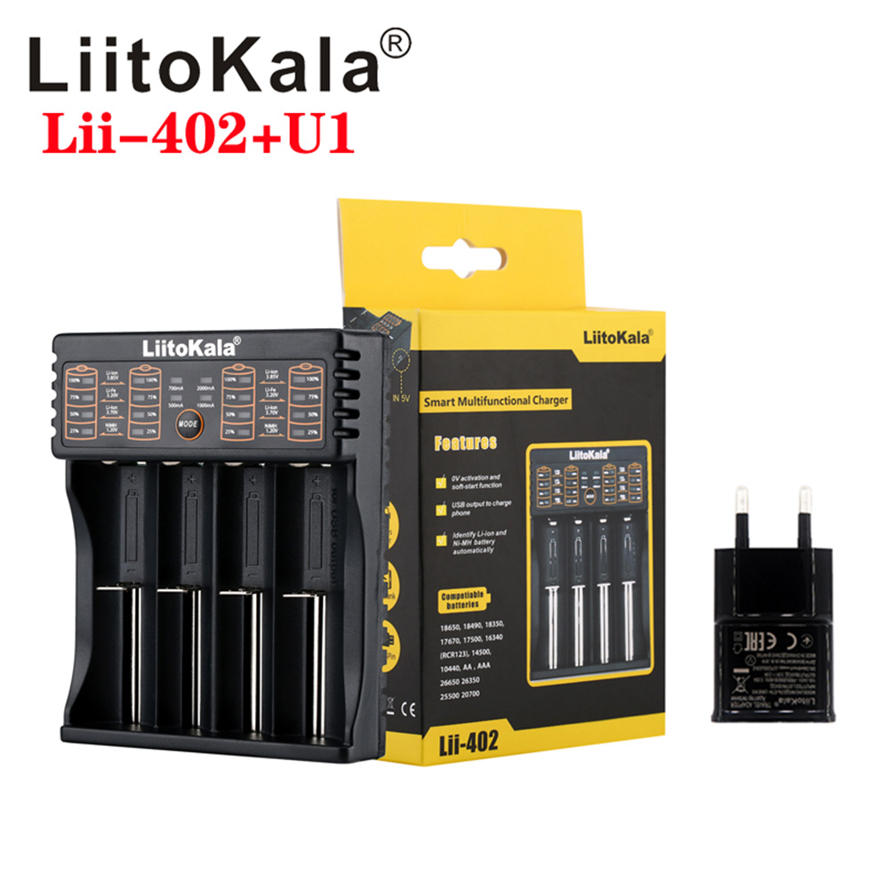 LiitoKala lii-100B lii-100 lii-202 lii-402 18650 Battery Charger 26650 16340 RCR123 14500 LiFePO4 1.2V Ni-MH Rechareable Batteries
LiitoKala lii-100B lii-100 lii-202 lii-402 18650 Battery Charger 26650 16340 RCR123 14500 LiFePO4 1.2V Ni-MH Rechareable Batteries