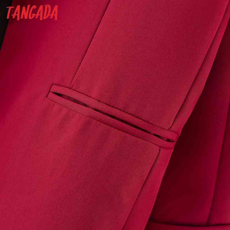 Tracksuit Sets Office Lady Work Women's Red Blazer Suit 2 Piece Set Coat and Pants DA92 210416