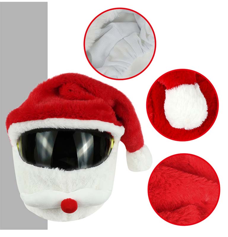 Comfortable Santa Helmet Cover Motorcycle Helmets Caps Ideal Safety Gear for Holiday Season Biking Adventures