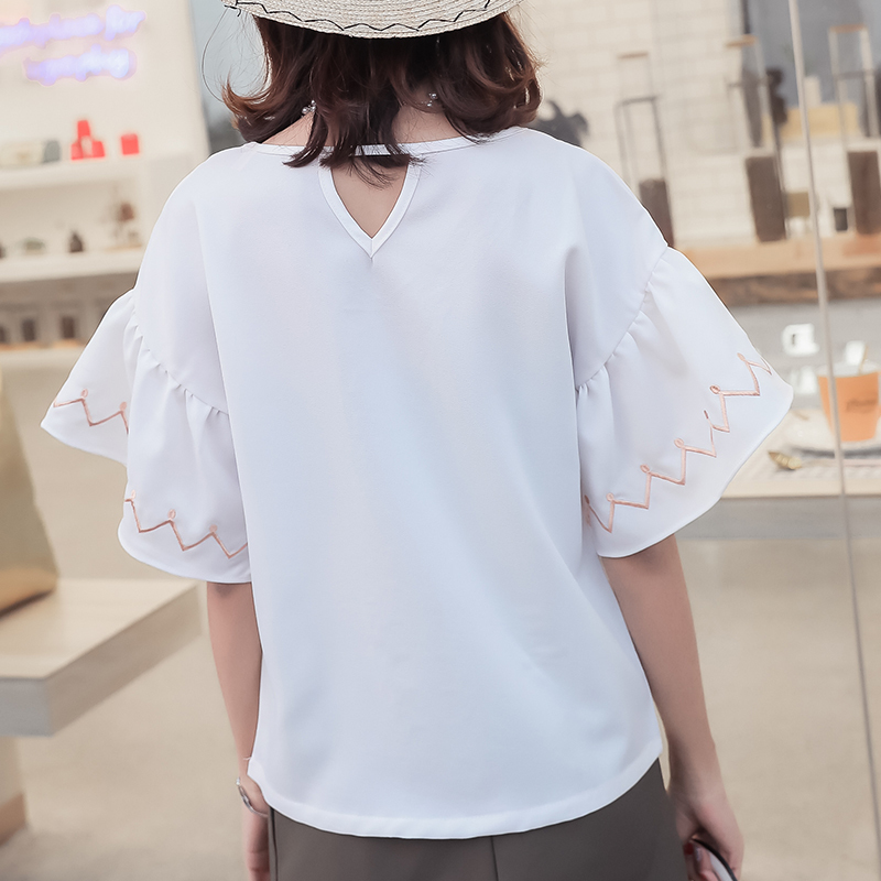 Summer flare sleeve women tops fashion woman blouses white chiffon blouse shirt blusa feminine blusas 0568 40 210506