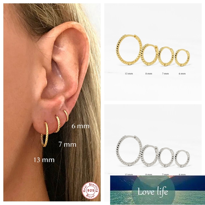 CANNER 925 Sterling Silver Circle Round Ear Bone Earrings Stud Earrings for Women Girl Men Party Wedding Fine Earring Jewelry