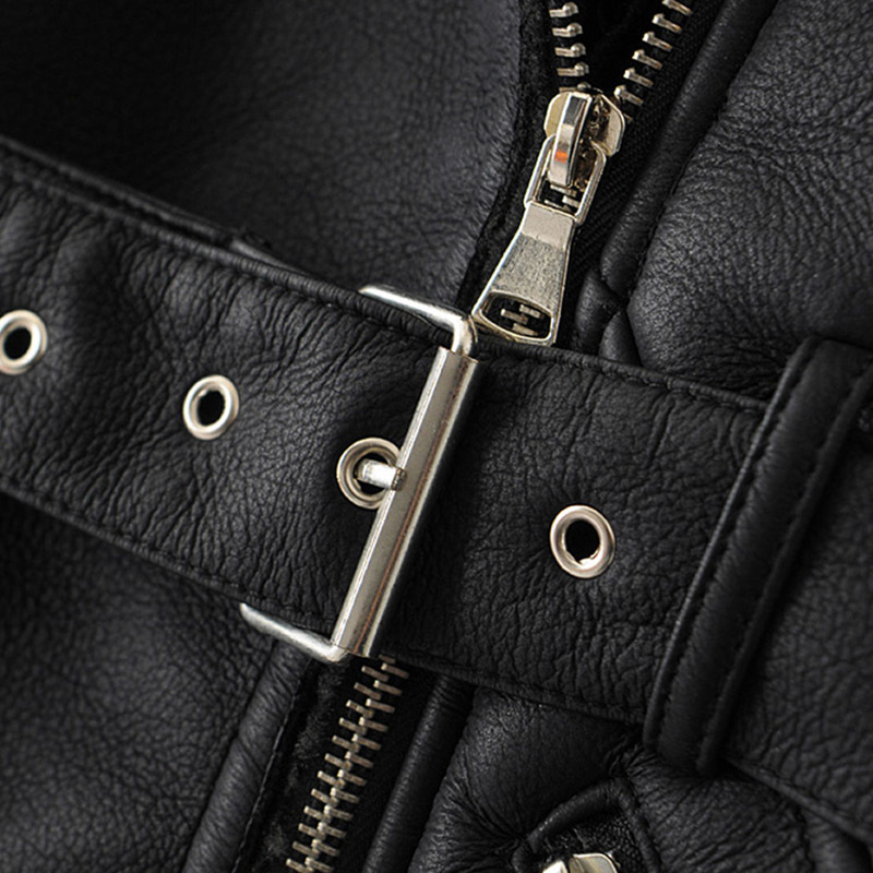 Women Thick Warm Black Coat Winter Autumn Long Sleeve Chic Faux Leather Jacket Lady Zipper Sashes Stylish Midi Long Coat 210414
