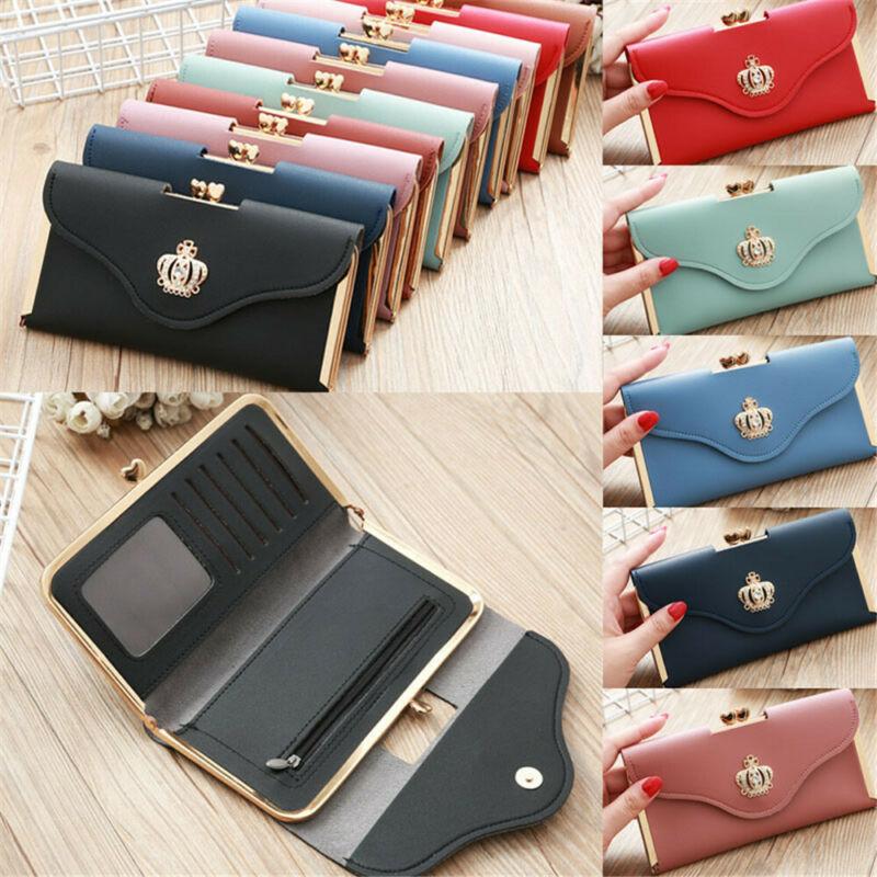 Womens Wallet Ladies Crystal Diamond Crown Decorated Long Card Holder Clutch Bag Case Female Retro Leather Purse Handbag Wallets1