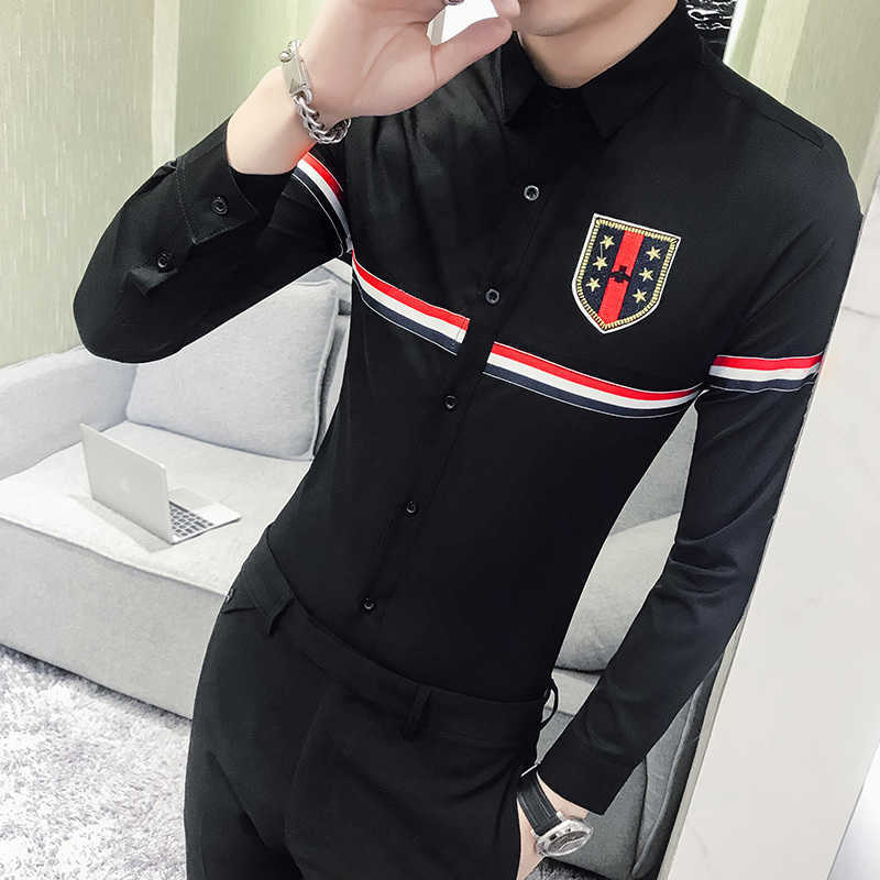 Brand Fall Mens Dress Shirts Casual Streetwear Slim Fit Men Shirt Long Sleeve Night Club Work Social Shirt Size Plus S-5XL 210527, Black
Brand Fall Mens Dress Shirts Casual Streetwear Slim Fit Men Shirt Long Sleeve Night Club Work Social Shirt Size Plus S-5XL 210527, Black