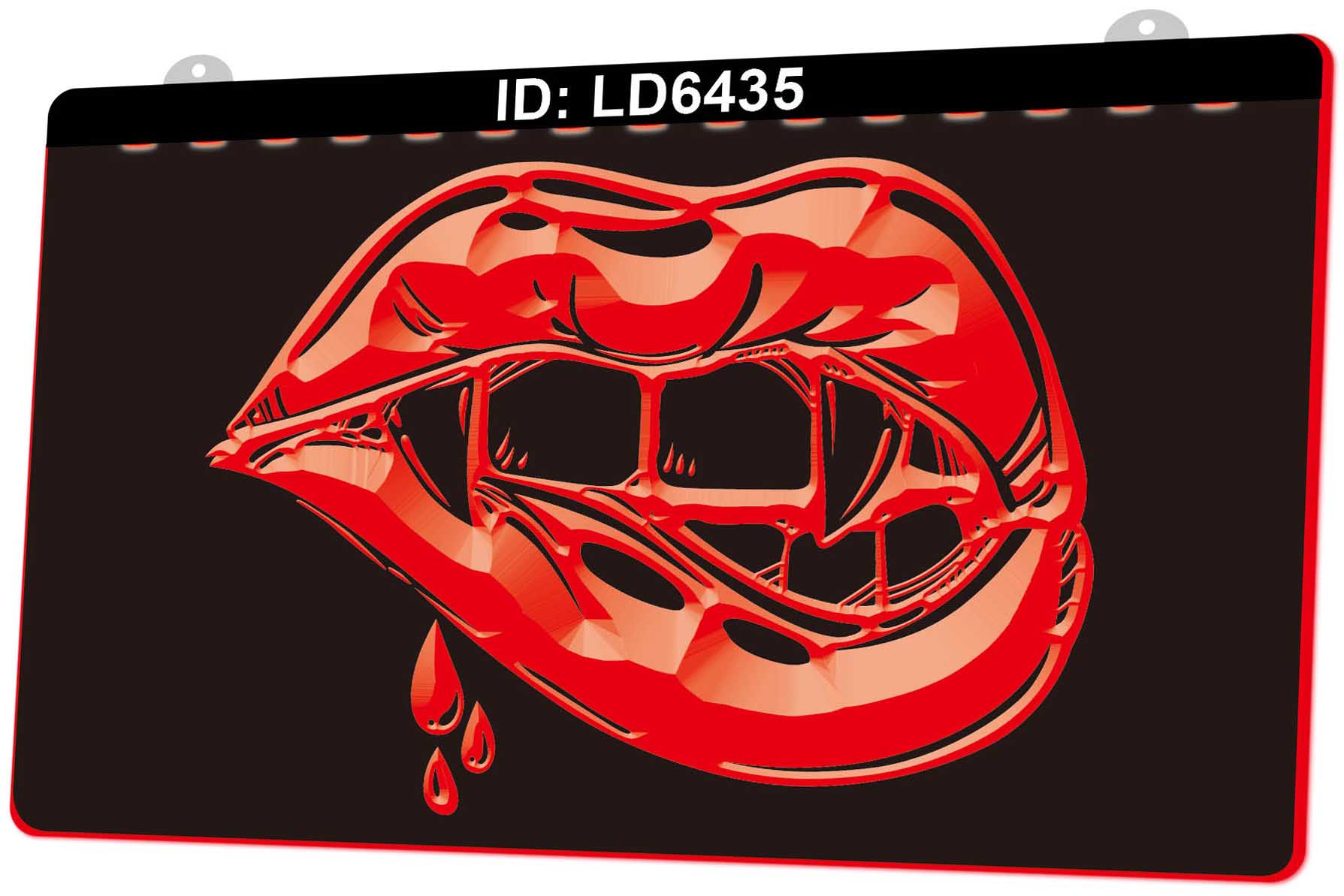 LD6435 Lips Vampire Teeth 3D Engraving LED Light Sign Wholesale Retail