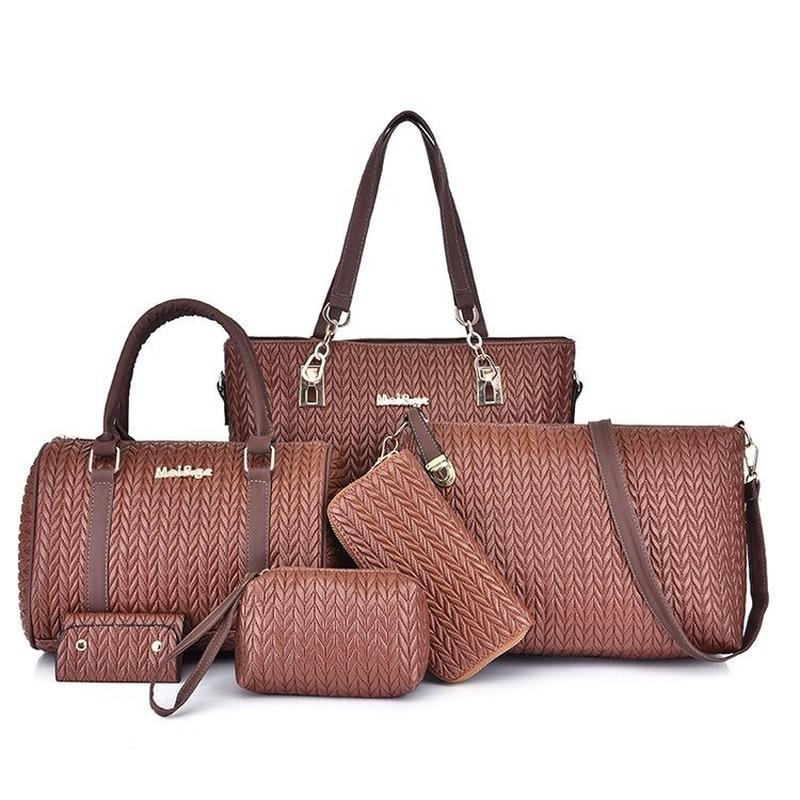 Evening Bags 6PCS Women's Bag Set Fashion PU Leather Ladies Handbag Desinger Duffle Messenger Shoulder Wallet 2021