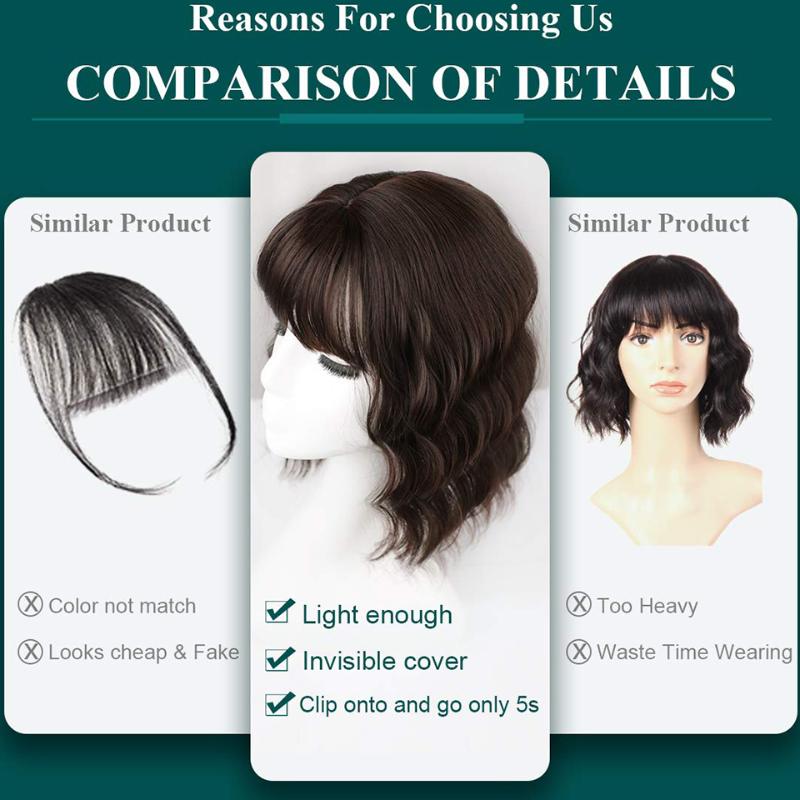 Synthetic Wigs Lativ Chocolate Brown Wavy Hair Topper With Thinning Bangs Heat Resistant6133254