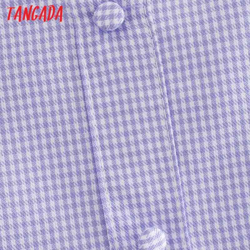 Women Retro Plaid Crop Ruffles Short Sleeve Summer Chic Female Slim Shirt Tops 4Y02 210416