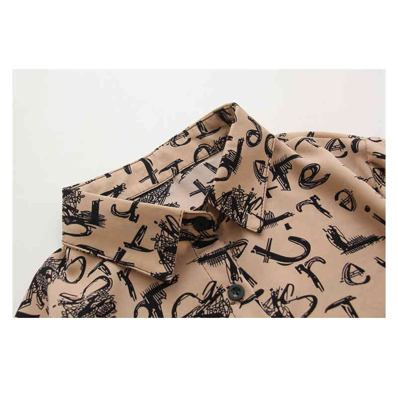 Spring Letter Printed Chiffon Blouse Women's Top Plus Size Streetwear Long Sleeve Cardigan Women Shirts Blusas 8264 50 210508