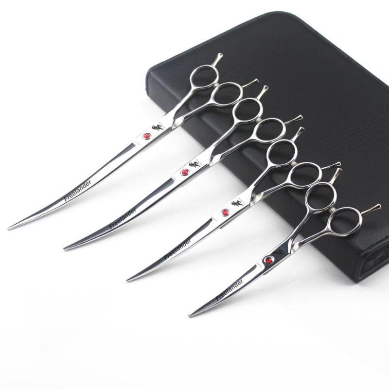 Hair Scissors 6" 7" 8" 9" Professional Sliver Curved Grooming Pet Dog Cutting Scissor For Dogs Cats Groomer 440c Double Use
