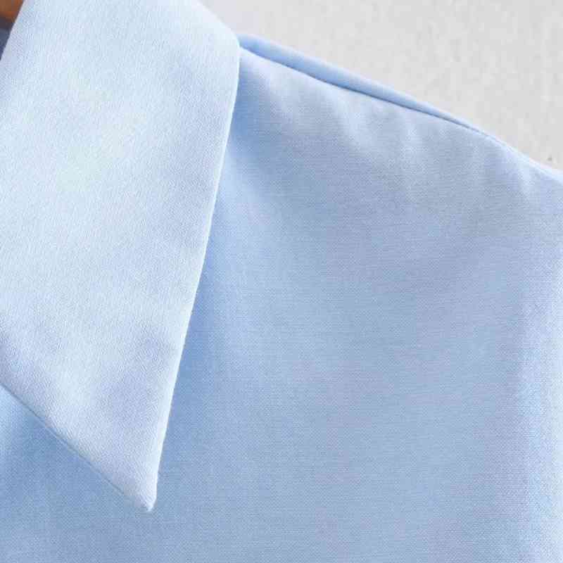 Spring Women Loose Blue Blouse Female Turndown Collar Long Sleeve Shirt Office Lady Tops Blusas S8696 210430