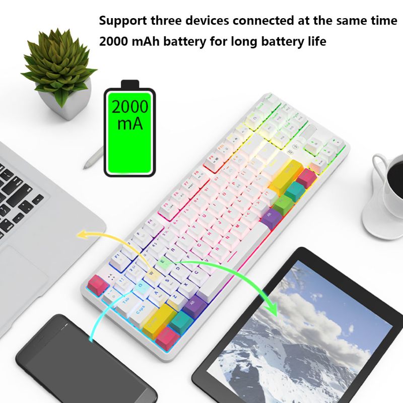 87 Keys Bluetooth Wired/Wireless Mechanical Keyboard for Ajazz K870T with RGB