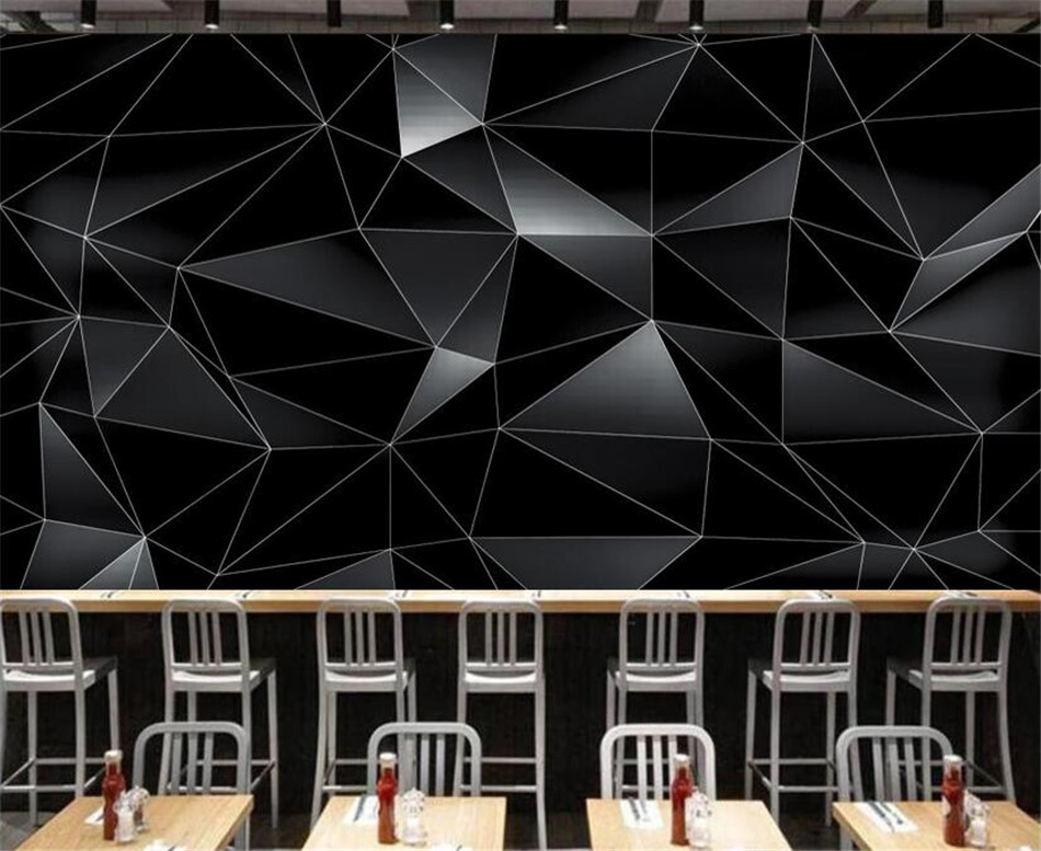Custom Modern Abstract 3D Black Geometric Photo Wall Paper 3D Bar Office Game Room Industrial Decor Mural wallpapers