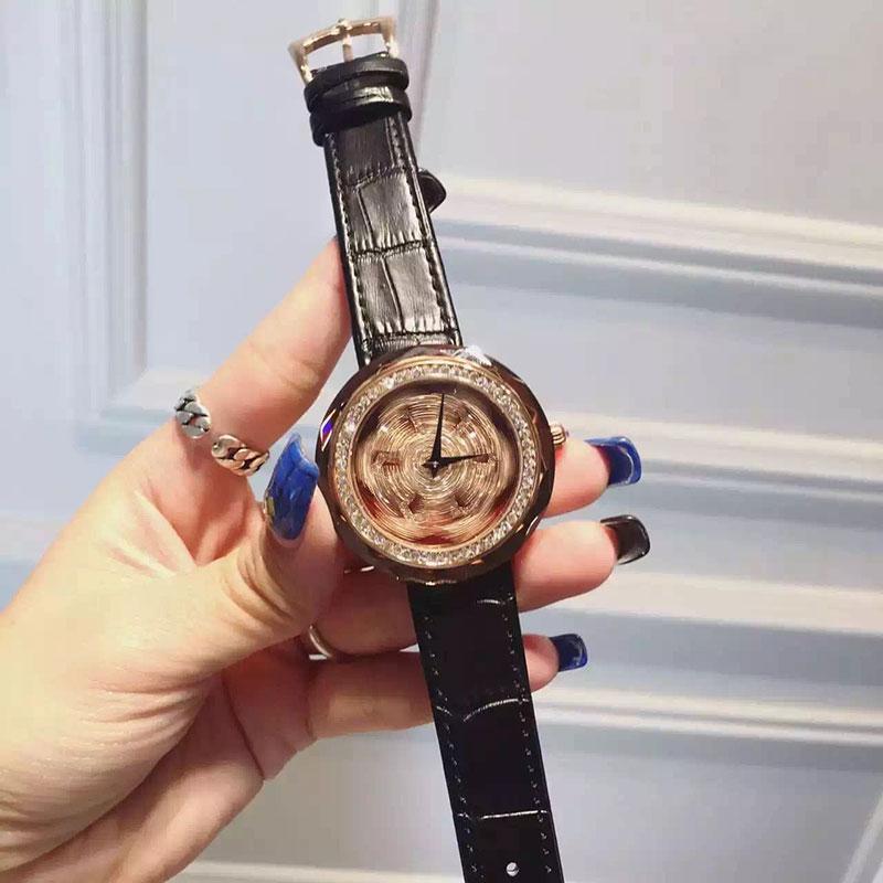 Wristwatches Women Real Leather Watches Lady Shining Rotation Dress Watch Full Crystal Flower Wristwatch Genuine Relojes, Red 
Wristwatches Women Real Leather Watches Lady Shining Rotation Dress Watch Full Crystal Flower Wristwatch Genuine Relojes, Red