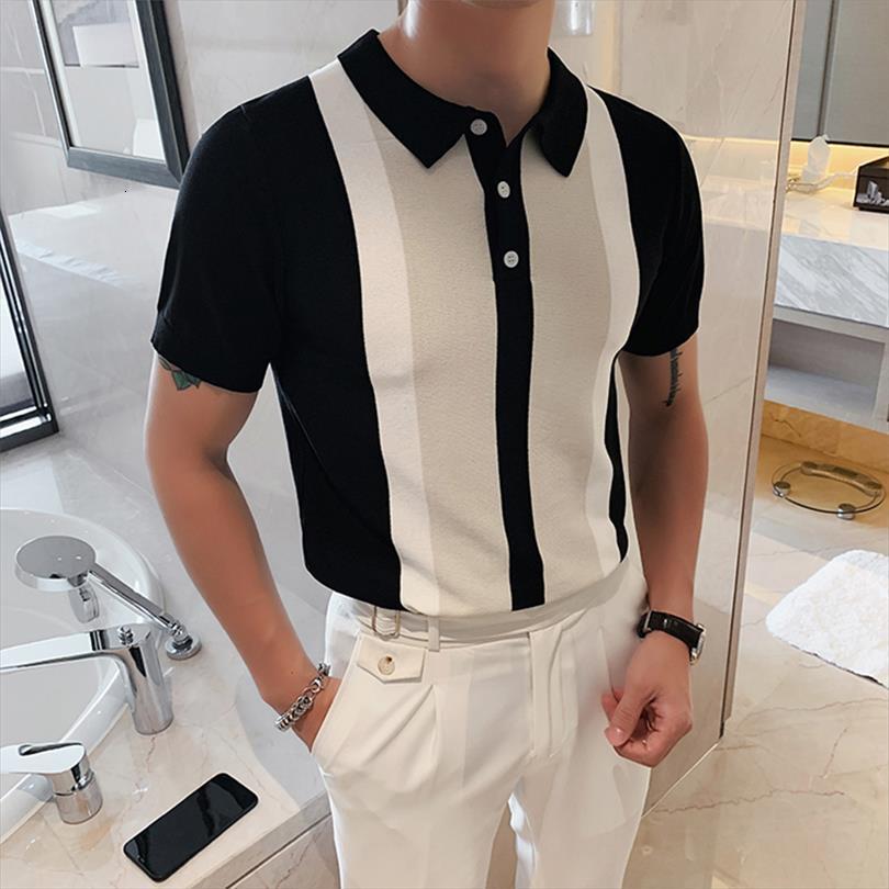 fashion summer short sleeve shirt mens polo vintage patchwork knit slim shirts casual lapel button streetwear, White;black
fashion summer short sleeve shirt mens polo vintage patchwork knit slim shirts casual lapel button streetwear, White;black