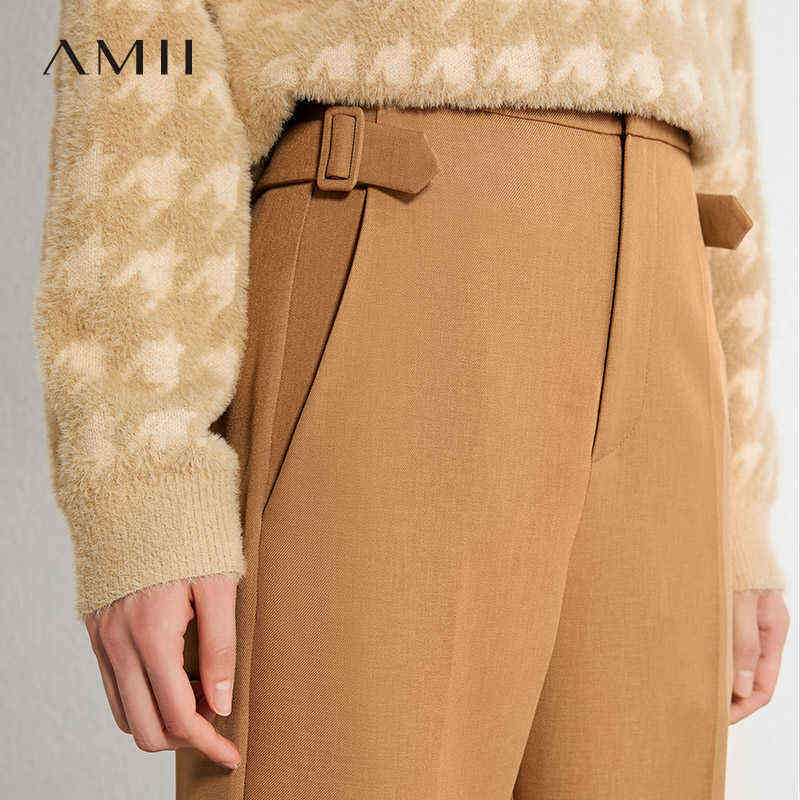 Minimalism Autumn Women's Pants Causal Olstyle High Waist Solid Straight Women Ankel-length Female 12070292 210527