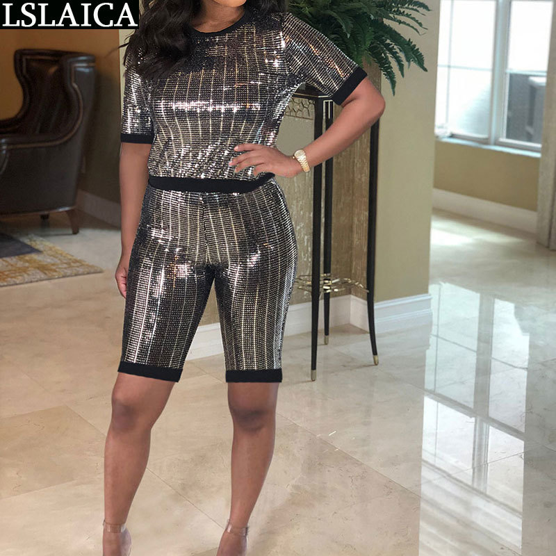 Wholesale Short-sleeved Shorts Summer Suit Office Lady Pullover O-Neck Elastic Waist Lounge Set Elegant Slim Huispak Vrouwen 210520