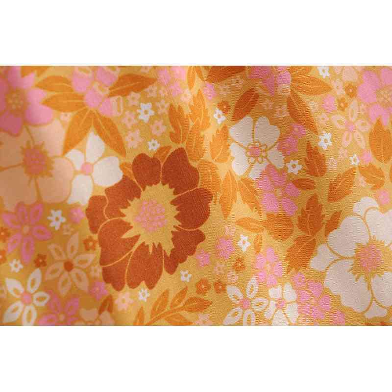 Bohemia Floral Print Long Skirt Turquoise Spliced Ruched Ruffle Hem Hippie Women Adjust Stream Waist Swing Skirts Holiday Beach 210429