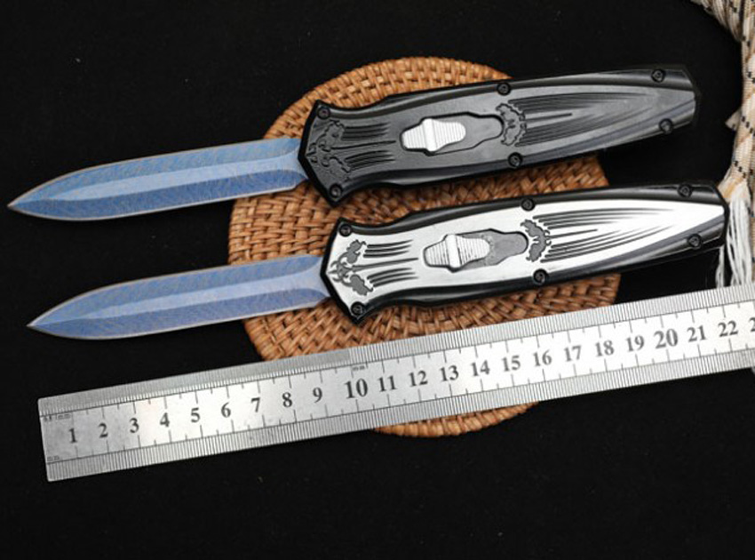 1Pcs Automatic Tactical Knife 440C Double Edge 3D Pattern Blade Zn-al Alloy Handle Outdoor EDC Pocket Knives With Nylon Bag
1Pcs Automatic Tactical Knife 440C Double Edge 3D Pattern Blade Zn-al Alloy Handle Outdoor EDC Pocket Knives With Nylon Bag
