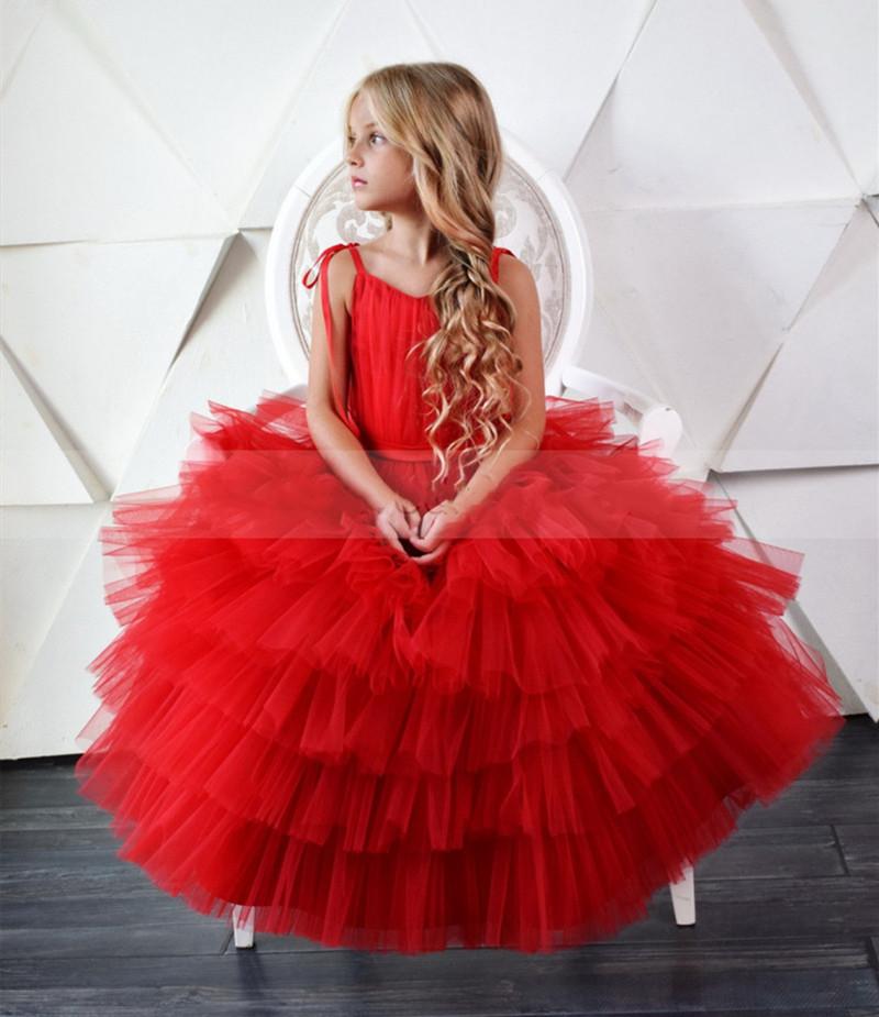 Girl's Dresses Red Tulle Long Tiered Flower Girl Dress For Wedding Straps Princess Formal Gown First Holy Communion Prom Gowns, Red;yellow
Girl's Dresses Red Tulle Long Tiered Flower Girl Dress For Wedding Straps Princess Formal Gown First Holy Communion Prom Gowns, Red;yellow