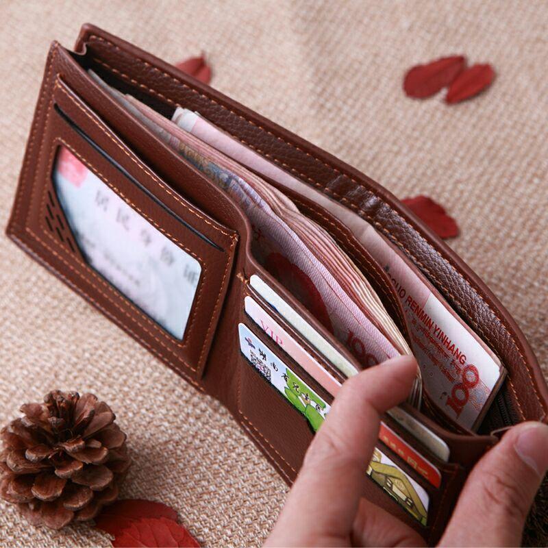 Wallets Classic Casual Men's Wallet Short Pocket Letter Litchi Pattern Luxury Male Purse With Card Holder