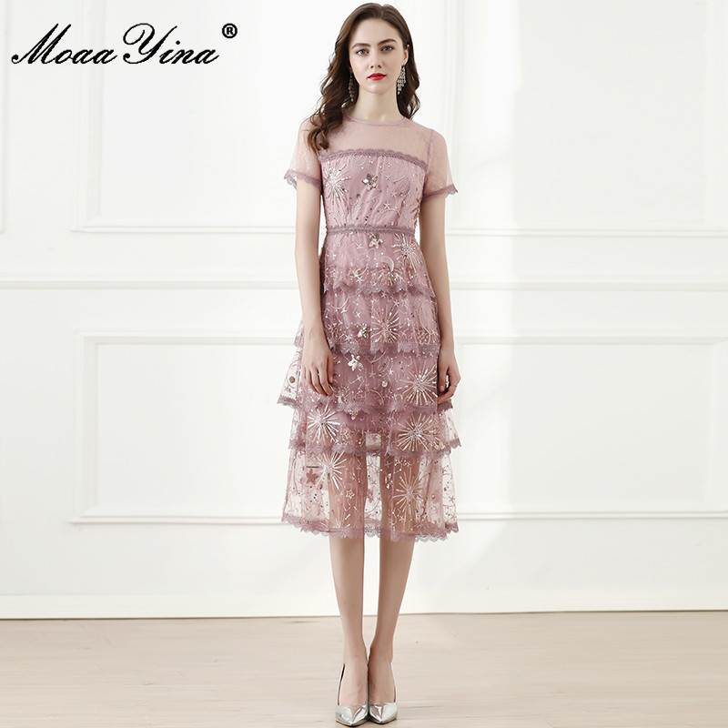 Fashion Designer dress Summer Women's Dress Short Sleeve Mesh Sequins Slim Elegant Dresses 210524, Pink
Fashion Designer dress Summer Women's Dress Short Sleeve Mesh Sequins Slim Elegant Dresses 210524, Pink
