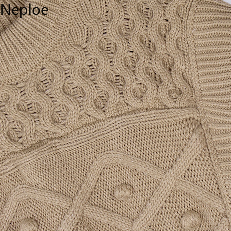 Neploe Knitted Cropped Women Sweaters Autumn Winter Long Sleeve Chic Pullovers Tops Ladies Casual Jumper Plus Size Sueter 4F999 210422