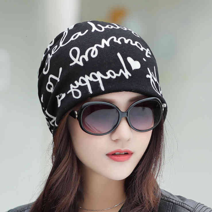 Hats Caps Double Layer Smiling Face Love Letter Headscarf Hat Multifunctional Cover Head and Month Cap