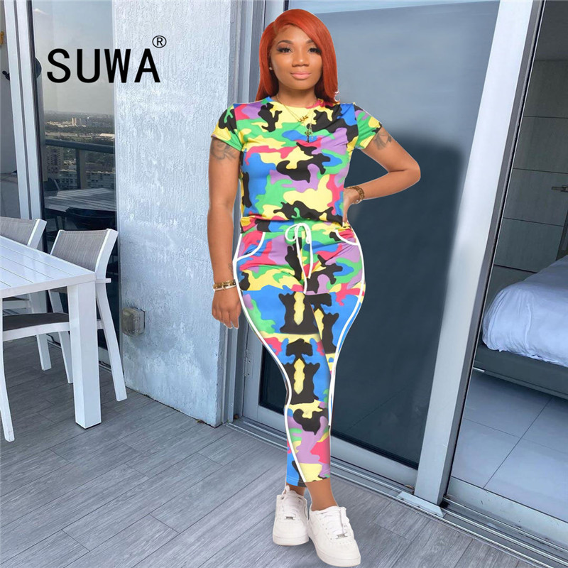Camouflage Print Two Piece Set Women Tracksuit Club Outfits Short Sleeve T- Shirt Pants Lounge Sweat Suits Jogging Femme 210525, Multi
Camouflage Print Two Piece Set Women Tracksuit Club Outfits Short Sleeve T- Shirt Pants Lounge Sweat Suits Jogging Femme 210525, Multi