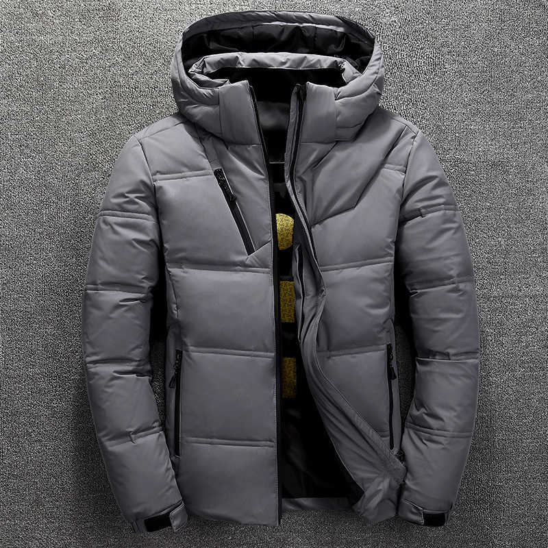 Winter Down Coat Men's Thick Warm White Duck Down Parkas Jacket Men Snow Parka Jacket Overcoat Windbreaker Hooded Warm Parkas 210818