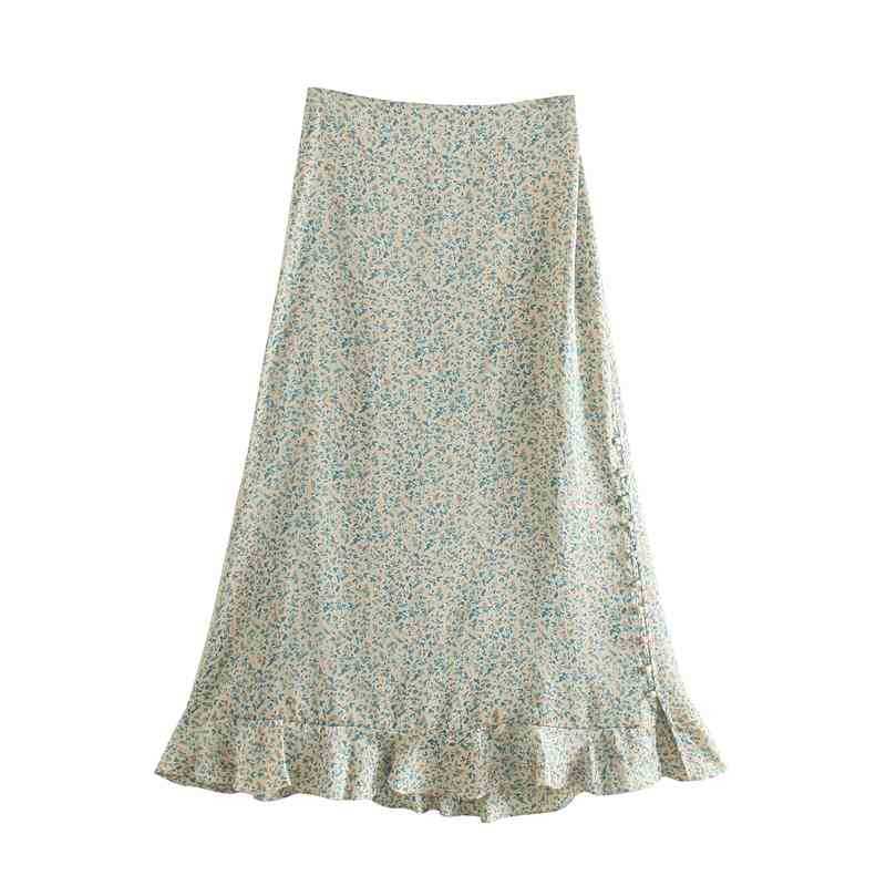 Summer Women Vintage Floral Ruffles Skirts Fashion High Waist Midi SKirt Female Zipper Vacation Skirt 210525, Green
Summer Women Vintage Floral Ruffles Skirts Fashion High Waist Midi SKirt Female Zipper Vacation Skirt 210525, Green