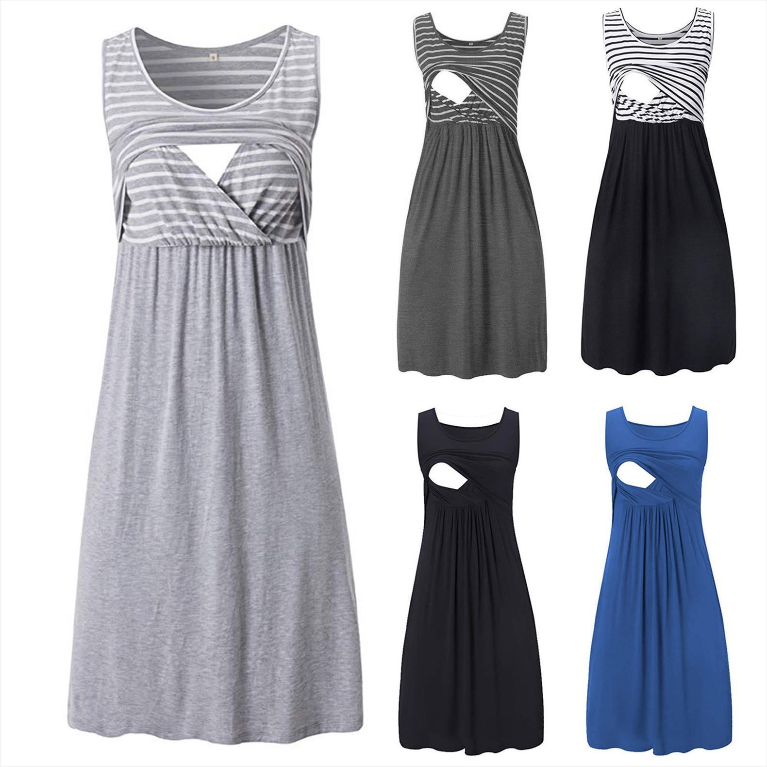 fashion solid color striped women dress maternity stitching sleeveless breastfeeding pregnant care robe, Black;gray
fashion solid color striped women dress maternity stitching sleeveless breastfeeding pregnant care robe, Black;gray