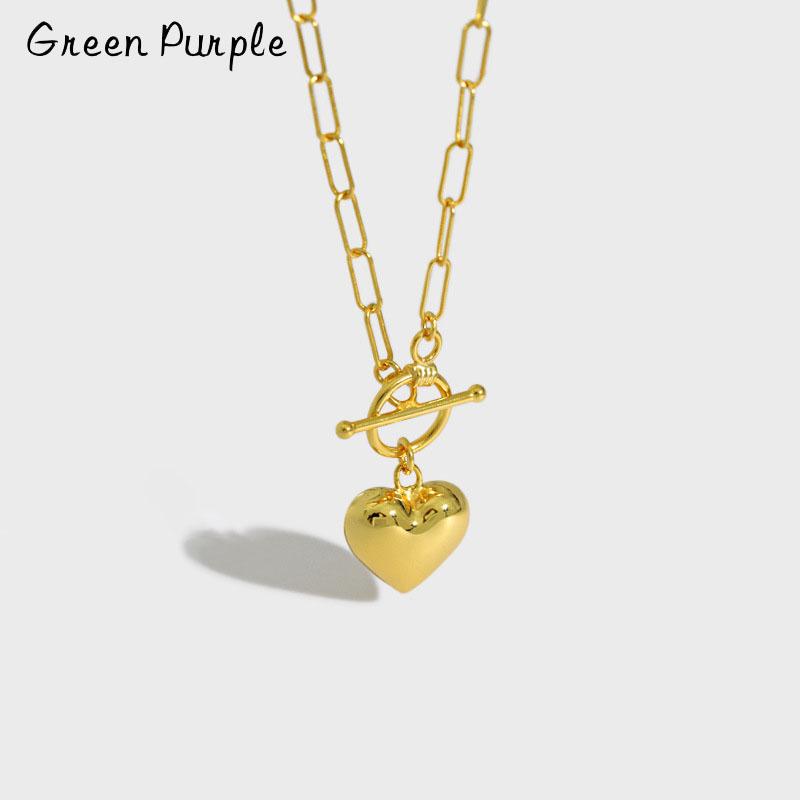 Chains GREEN PURPLE Necklaces 925 Sterling Silver For Women Simple Heart-shaped Chain Pendants Necklace Cadena Plata Para Jewelry
Chains GREEN PURPLE Necklaces 925 Sterling Silver For Women Simple Heart-shaped Chain Pendants Necklace Cadena Plata Para Jewelry