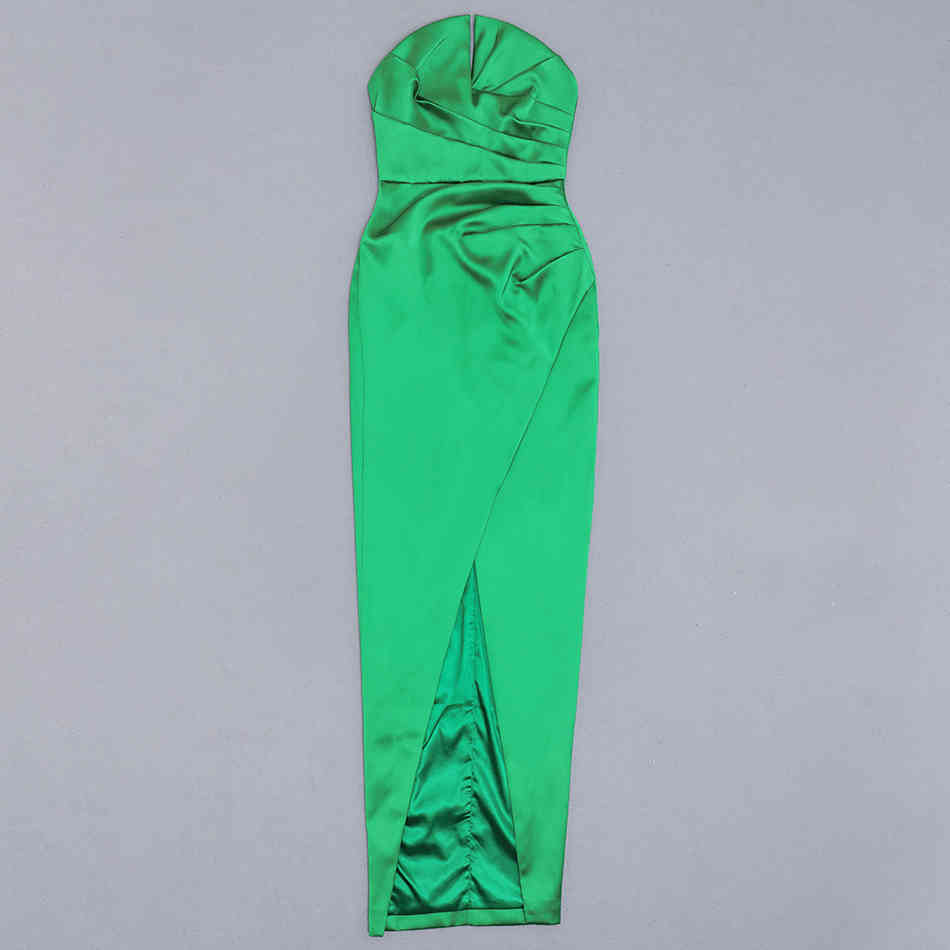 Free Women Green Summer Dress Sexy Wrapped Chest Sleeveless Halter Split Long Club Evening Party Vestido 210524