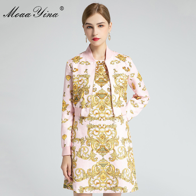 Fashion Designer Set Spring Summer Women's Beaded Diamond dress+Long sleeve Baroque Print jacket Two-piece set 210524, White
Fashion Designer Set Spring Summer Women's Beaded Diamond dress+Long sleeve Baroque Print jacket Two-piece set 210524, White