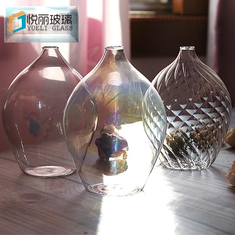 Creative Home Decor Small Cone-Shaped Vase Transparent Glass Flower Vases For Dried Bottle Bar Restaurant Decoration