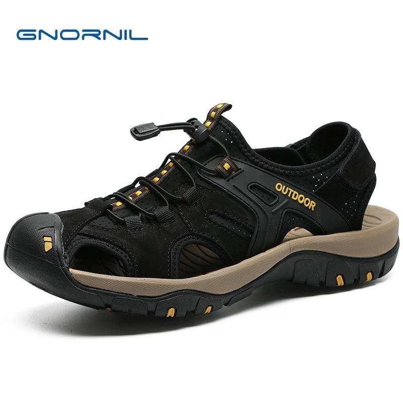 Sandals GNORNIL Brand Genuine Leather Men Summer 2021 Fashion Non-slip Rubber Sole Outdoor Casual Beach Adult Shoes, Black
Sandals GNORNIL Brand Genuine Leather Men Summer 2021 Fashion Non-slip Rubber Sole Outdoor Casual Beach Adult Shoes, Black
