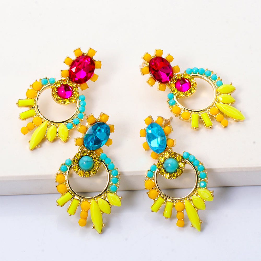 Round Colorful Metal Crystal Dangle Earrings Statement Luxury Drop Ear Ring Fashion Jewelry Accessories For Women
Round Colorful Metal Crystal Dangle Earrings Statement Luxury Drop Ear Ring Fashion Jewelry Accessories For Women
