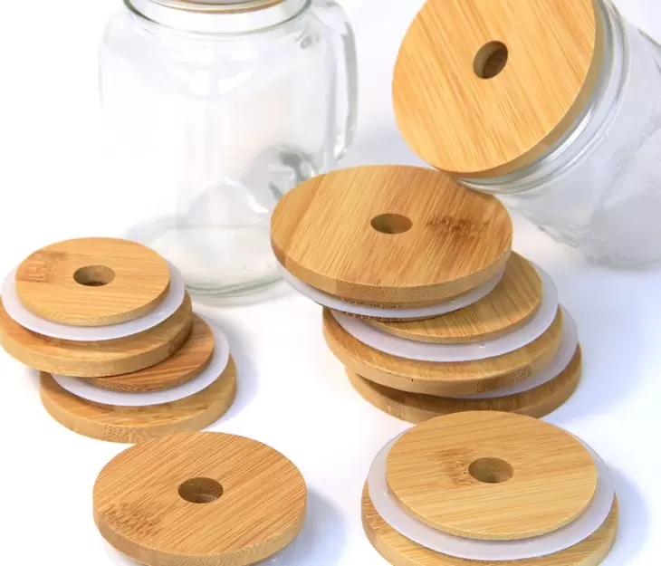 Bamboo Cap Lids 70mm 86mm Reusable Mason Jar Lids with Straw Hole and Silicone Seal
Bamboo Cap Lids 70mm 86mm Reusable Mason Jar Lids with Straw Hole and Silicone Seal