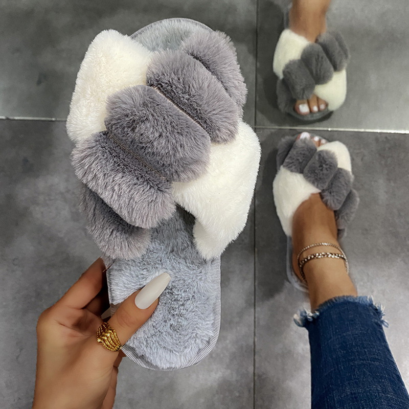 New Style Warm Fluffy Slippers Women Faux Fur Cross Indoor Floor Slides Flat Soft Cosy Shoes Ladies Female Non-Slip House Shoes, B-blue3
New Style Warm Fluffy Slippers Women Faux Fur Cross Indoor Floor Slides Flat Soft Cosy Shoes Ladies Female Non-Slip House Shoes, B-blue3